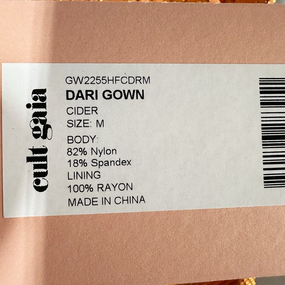 CULT GAIA Dari Metallic Cutout Column Gown Size Medium Cinder - Picture 10 of 12